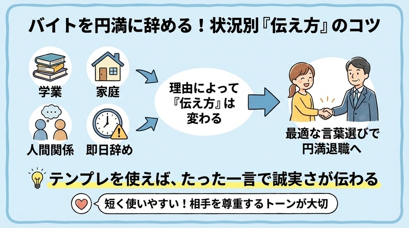 コンビニバイトを辞める伝え方【状況別テンプレート集】