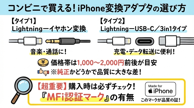 コンビニで買えるiPhone変換アダプタの種類と価格