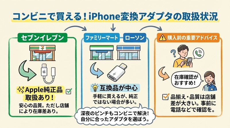コンビニでiPhone変換アダプタは買える？販売状況を徹底調査