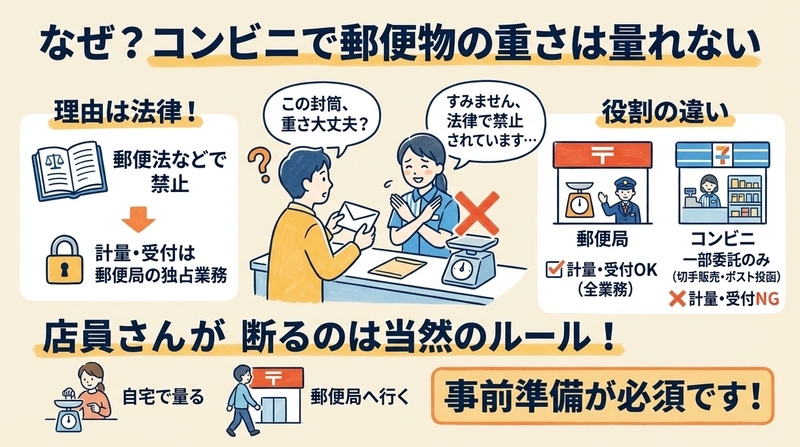 コンビニでは郵便物の重さを量れない理由