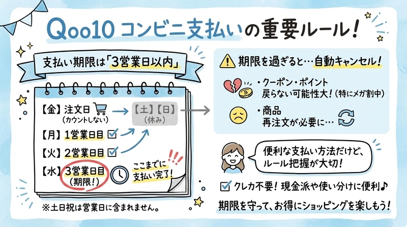 Qoo10のコンビニ支払い、結論は「3営業日以内に完了」が鉄則
