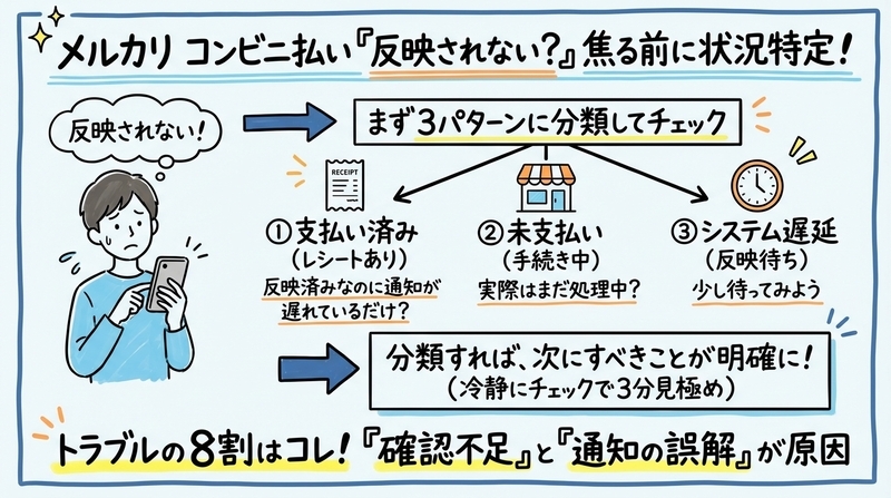 メルカリのコンビニ払いが反映されない？原因とすぐできる対処法