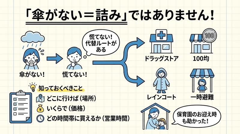 コンビニで傘が買えなかったときの代替手段5選
