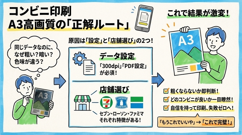 高画質で印刷する方法:コンビニでa3を出力する手順比較