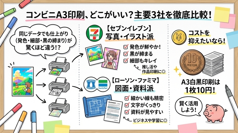 コンビニ別・A3高画質印刷の実力比較