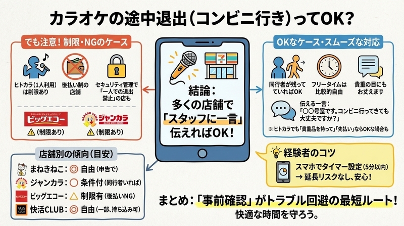カラオケ中に「途中でコンビニ」はできる?結論から言うと「店舗次第」