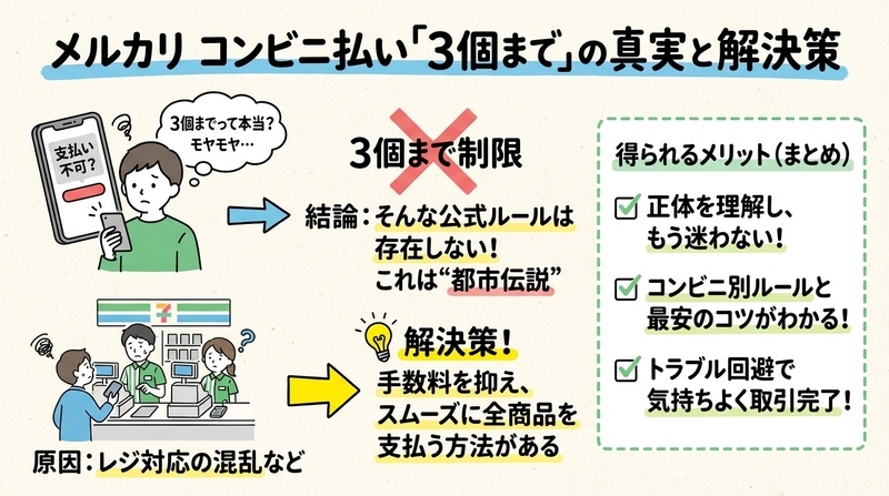 メルカリのコンビニ払いは3個まで？制限の真相と回避術 - 暮らしハブ