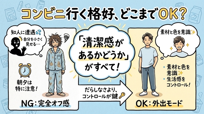 コンビニに行く格好はどこまでOK？周囲が気にするポイント