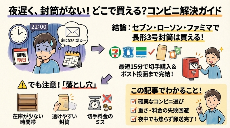 長形3号はコンビニで買える?値段と切手代まとめ