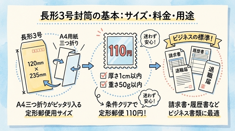長形3号封筒とは?サイズ・用途・定形郵便の基礎知識