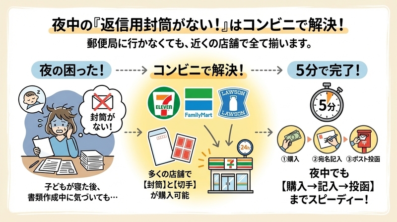 夜でも大丈夫！返信用封筒はコンビニで「5分完結」できる理由