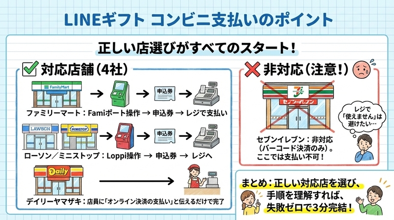 もう迷わない!LINEギフトのコンビニ支払いは「対応店の選び方」が9割