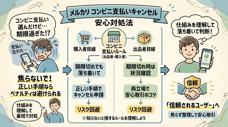 メルカリのコンビニ支払いをキャンセルする方法｜ペナルティ解説