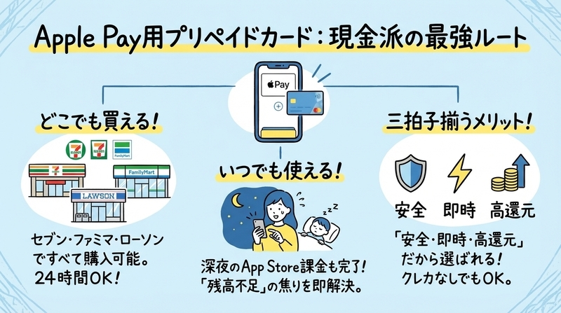 Apple Pay用プリペイドカードをコンビニで購入するメリットとは?