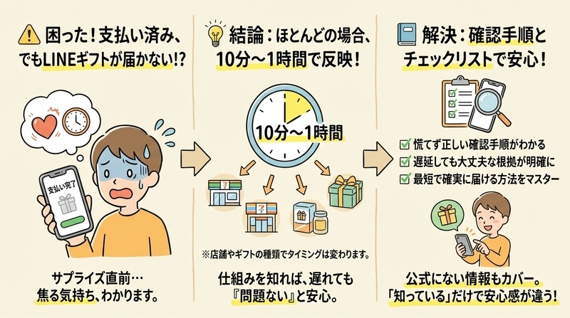 lineギフトコンビニ支払い後はいつ届く?反映されない原因