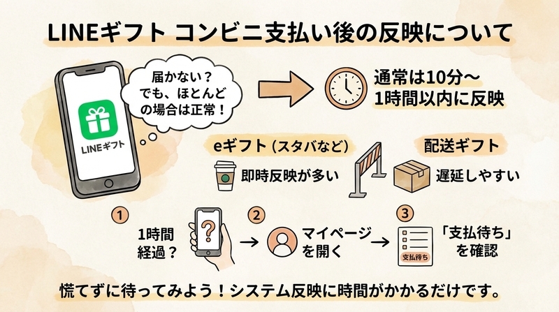 LINEギフトの「支払い後すぐ届かない」は普通?最速で反映させる方法