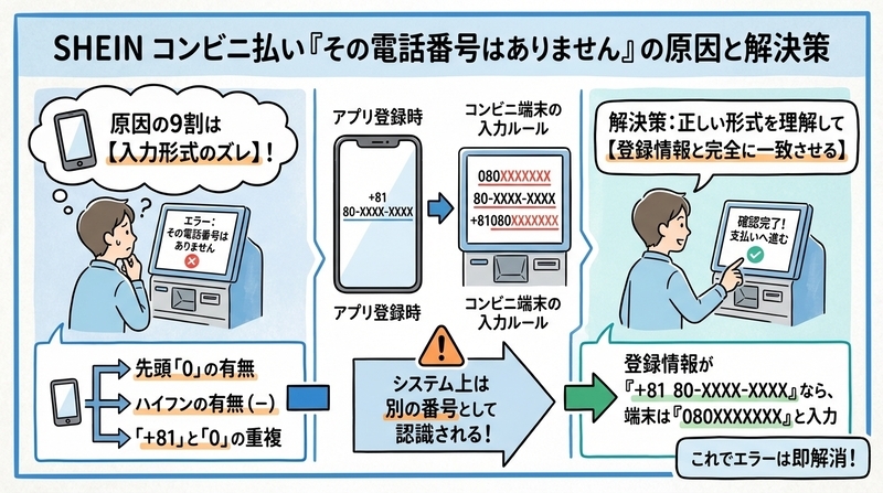 SHEINのコンビニ払いで「電話番号が違う」と出る本当の理由