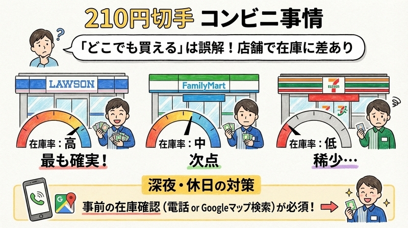 210円切手はコンビニで買える？最新の取り扱い状況まとめ