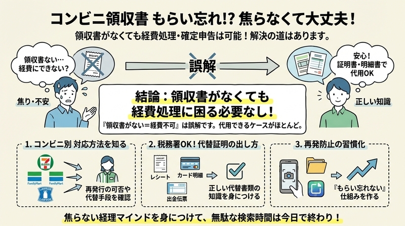 コンビニ支払いで領収書もらってない時は?経費で困らない解決法