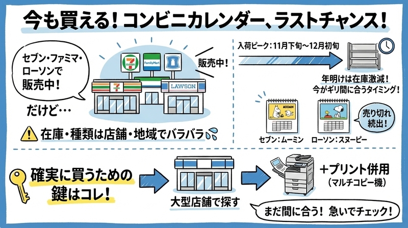 2026年版カレンダー、今コンビニで売ってる？