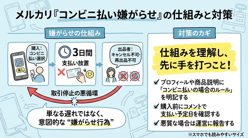メルカリのコンビニ払いで嫌がらせされたら？トラブル防止策 - 暮らし