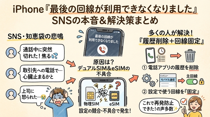 「最後の回線が利用できなくなりました」は知恵袋でどう言われている？SNSの本音まとめ