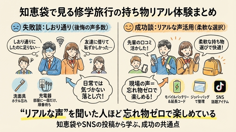 修学旅行の持ち物は知恵袋で何が語られている？本音とリアル体験の総まとめ