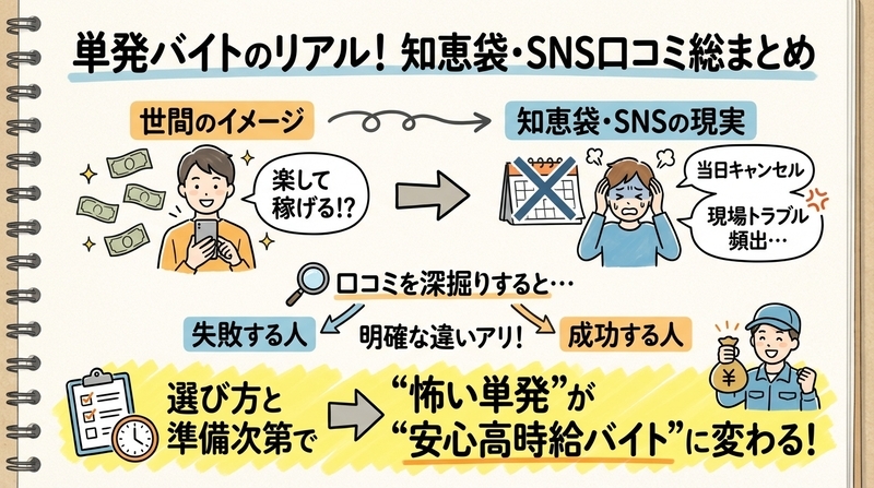 単発バイトは知恵袋でどう言われている？SNSと口コミのリアル総まとめ