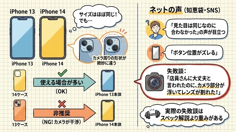 iPhone13と14ケースの互換性、知恵袋やSNSではどう言われている？