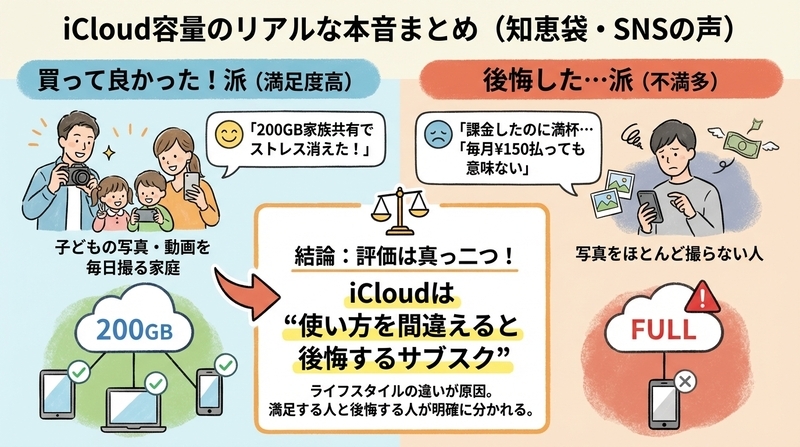 iCloud容量は知恵袋やSNSでどう言われている?リアルな本音まとめ