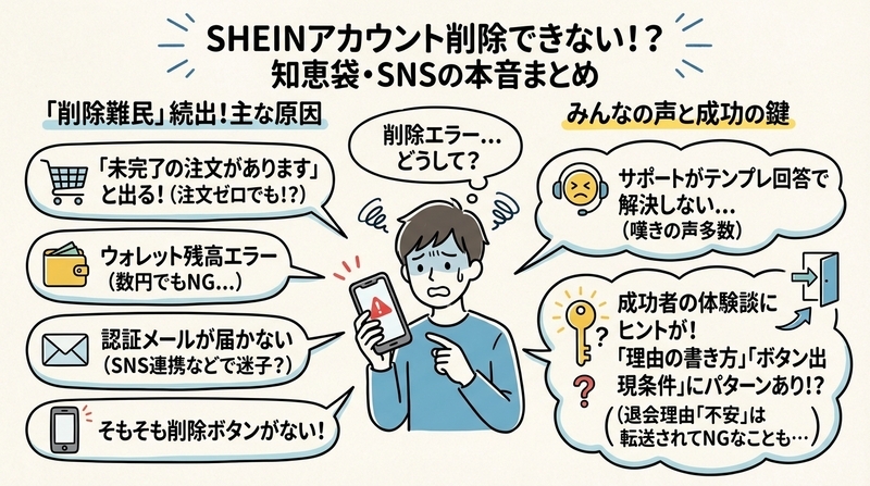 SHEINアカウント削除できないのは自分だけ？知恵袋・SNSの本音まとめ