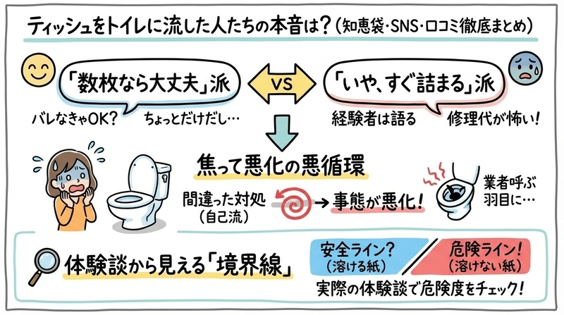 ティッシュをトイレに流した人たちの本音は？知恵袋・SNS・口コミ徹底まとめ