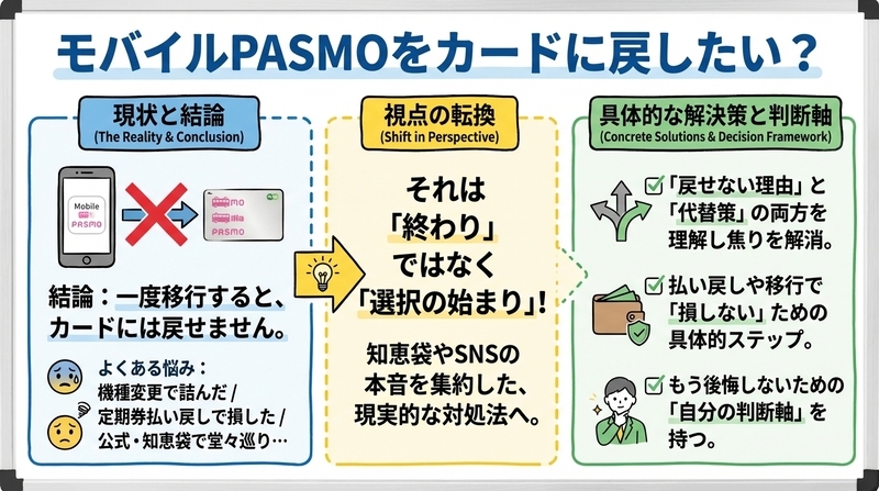 モバイルPASMOをカードに戻す方法は?知恵袋の現実的な解決策