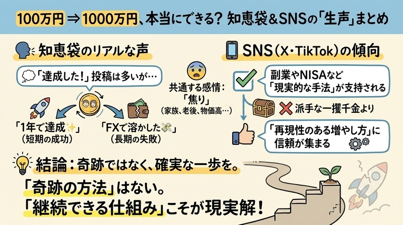 100万円を1000万円にする方法は本当にある？知恵袋やSNSの“生声”まとめ