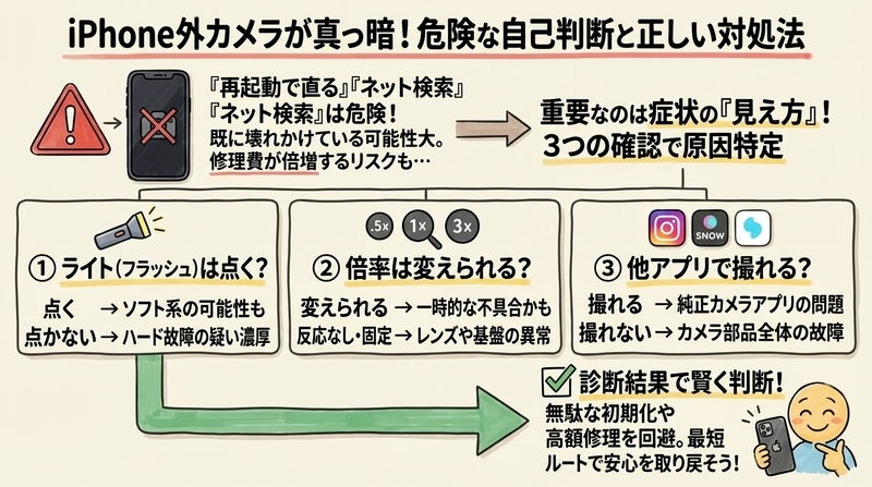 iPhoneで外カメラだけ使えない？知恵袋の原因診断ガイド