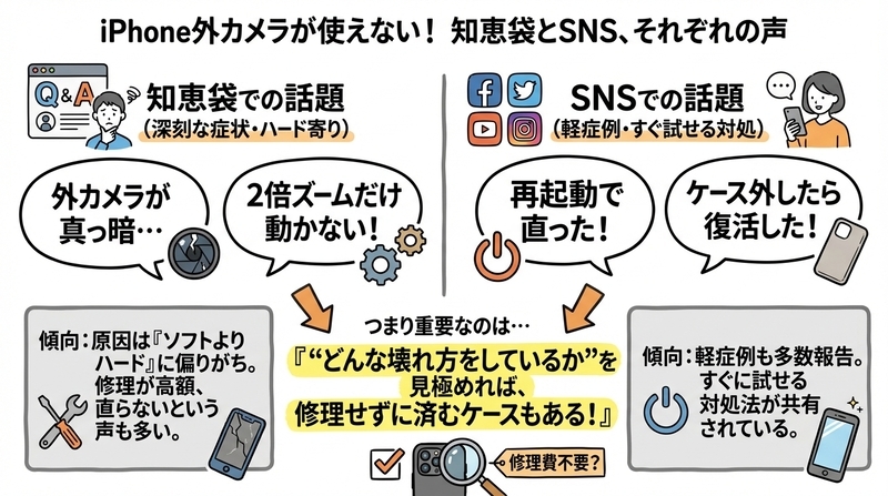 iPhone外カメラが使えないとき、知恵袋やSNSでは何が語られている？