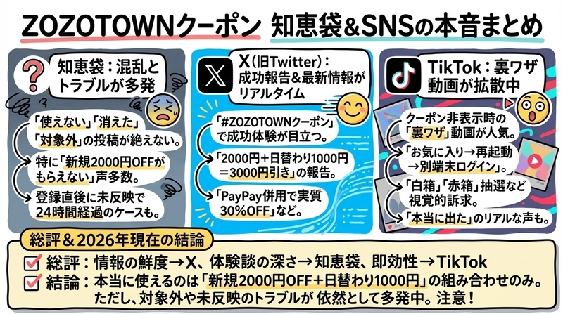 ZOZOTOWNクーポンコードは知恵袋でどう言われている？SNSの本音を総まとめ