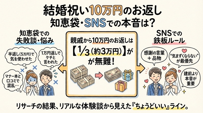 結婚祝いのお返し10万円は知恵袋やSNSでどう言われている？