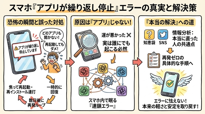 アプリが繰り返し停止していますの直し方|知恵袋の解決法
