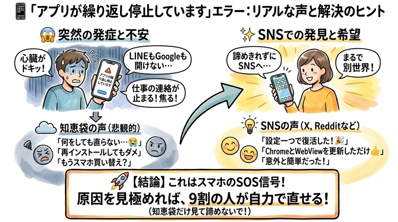 アプリが繰り返し停止していますは本当に直る?知恵袋やSNSでのリアルな声