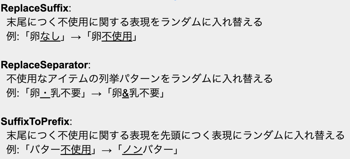 検討したデータ拡張手法