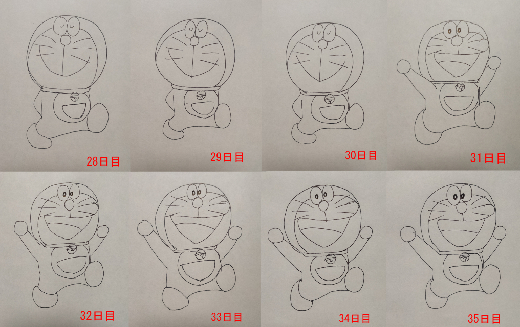 100日間ドラえもんを描き続けたら上手くなるのか - 常に眠い