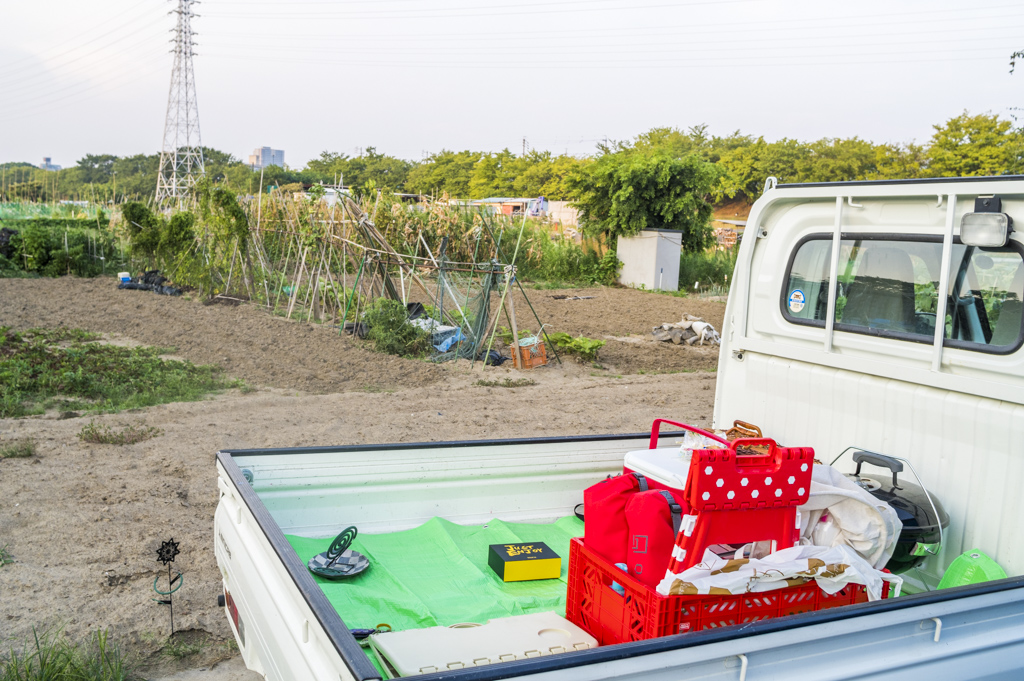 花火を見ながら軽トラバーベキュー