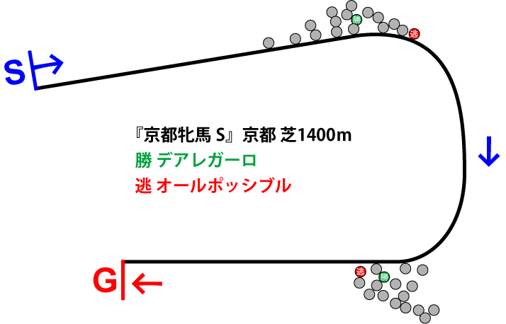 京都牝馬ステークス2019年のレース展開位置取り図