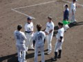 フェニックスリーグ終了後の岳野・中田・米野・荒川（南郷スタジアム