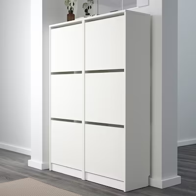 IKEA BISSA ビッサ3段下駄箱1個 BISSA ビッサ シューズボックス3段, ホワイト, 49x28x135 cm - IKEA