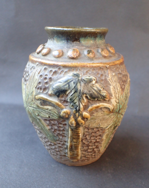 冬瓜瓶 磁器 花瓶 現代工芸品 美術品 装飾品 置物 趙京・高麗青磁・飾り壺・透かし・四方絵替わり・花器・陶磁器