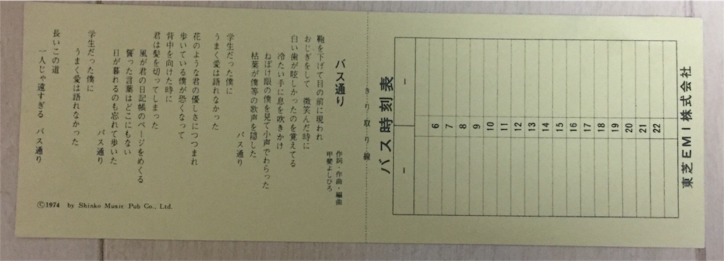 甲斐バンド バス通り/魔女の季節 - ほなみの70年代レコード