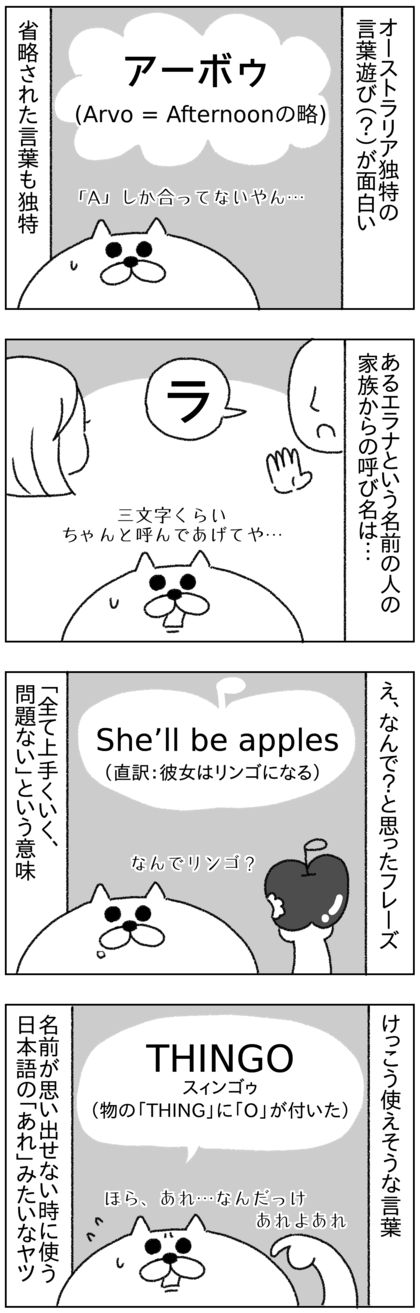 オーストラリア独特の言葉遊び あんこらりあ絵日記