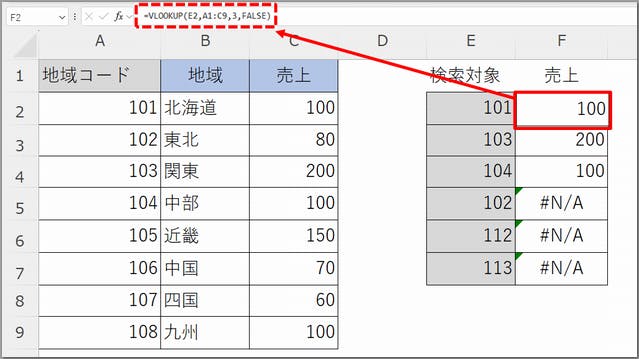 VLOOKUP関数_相対参照の例①